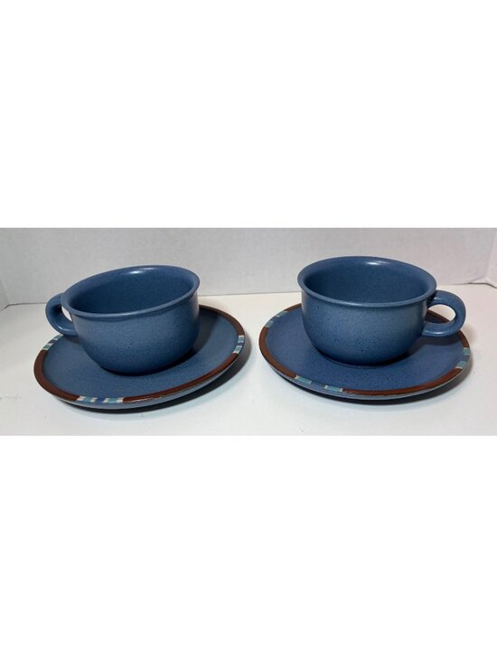Dansk Other - Dansk Mesa Sky Blue Set of 2 Coffee Tea Cup with Saucers